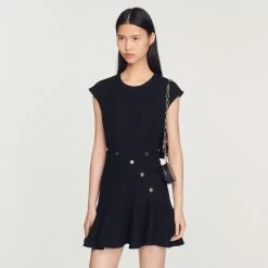 Best reviews of ???? Sandro Asymmetric Tweed ???? Dress Black ✨