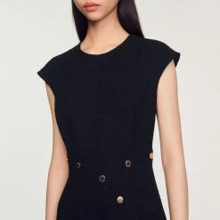Best reviews of ???? Sandro Asymmetric Tweed ???? Dress Black ✨ -Sandro Shop Sandro SFPRO02682 20 V 3