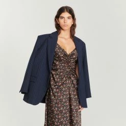 Best Pirce ⭐ Sandro Long ???? Dress With Narrow Straps Black / Red ???? -Sandro Shop Sandro SFPRO02686 B169 V 4