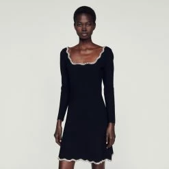 Deals ⭐ Sandro Short Knit Crystal-embellished ???? Dress Black ???? -Sandro Shop Sandro SFPRO02695 20 V 4