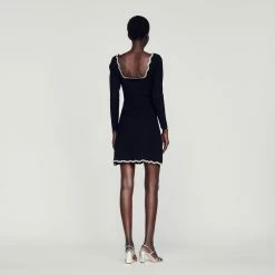 Deals ⭐ Sandro Short Knit Crystal-embellished ???? Dress Black ???? -Sandro Shop Sandro SFPRO02695 20 V 5