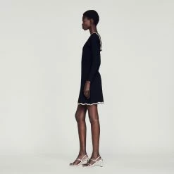 Deals ⭐ Sandro Short Knit Crystal-embellished ???? Dress Black ???? -Sandro Shop Sandro SFPRO02695 20 V 6