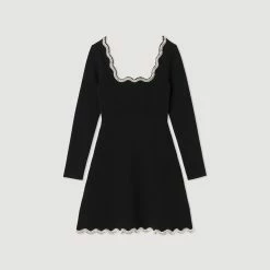 Deals ⭐ Sandro Short Knit Crystal-embellished ???? Dress Black ???? -Sandro Shop Sandro SFPRO02695 20 V P
