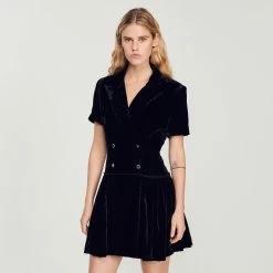 Best Pirce ⭐ Sandro Short Velvet ???? Dress Black ????