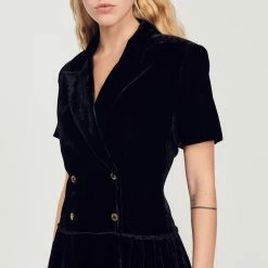 Best Pirce ⭐ Sandro Short Velvet ???? Dress Black ???? 9 Best Pirce ⭐ Sandro Short Velvet ???? Dress Black ???? -Sandro Shop Sandro SFPRO02696 20 V 3