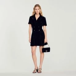 Best Pirce ⭐ Sandro Short Velvet ???? Dress Black ???? 10 Best Pirce ⭐ Sandro Short Velvet ???? Dress Black ???? -Sandro Shop Sandro SFPRO02696 20 V 4
