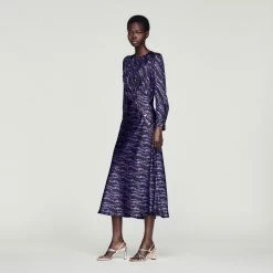 Best reviews of ???? Sandro Long Flowing ???? Dress Black / Purple ✨