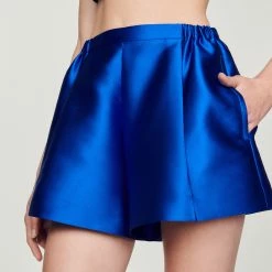 Coupon ???? Sandro Satin Shorts Electric Blue ⭐ -Sandro Shop Sandro SFPSH00271 D279 V 3