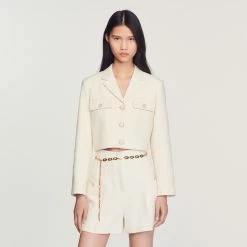 Brand new ???? Sandro Tweed High-waisted Shorts Ecru ????