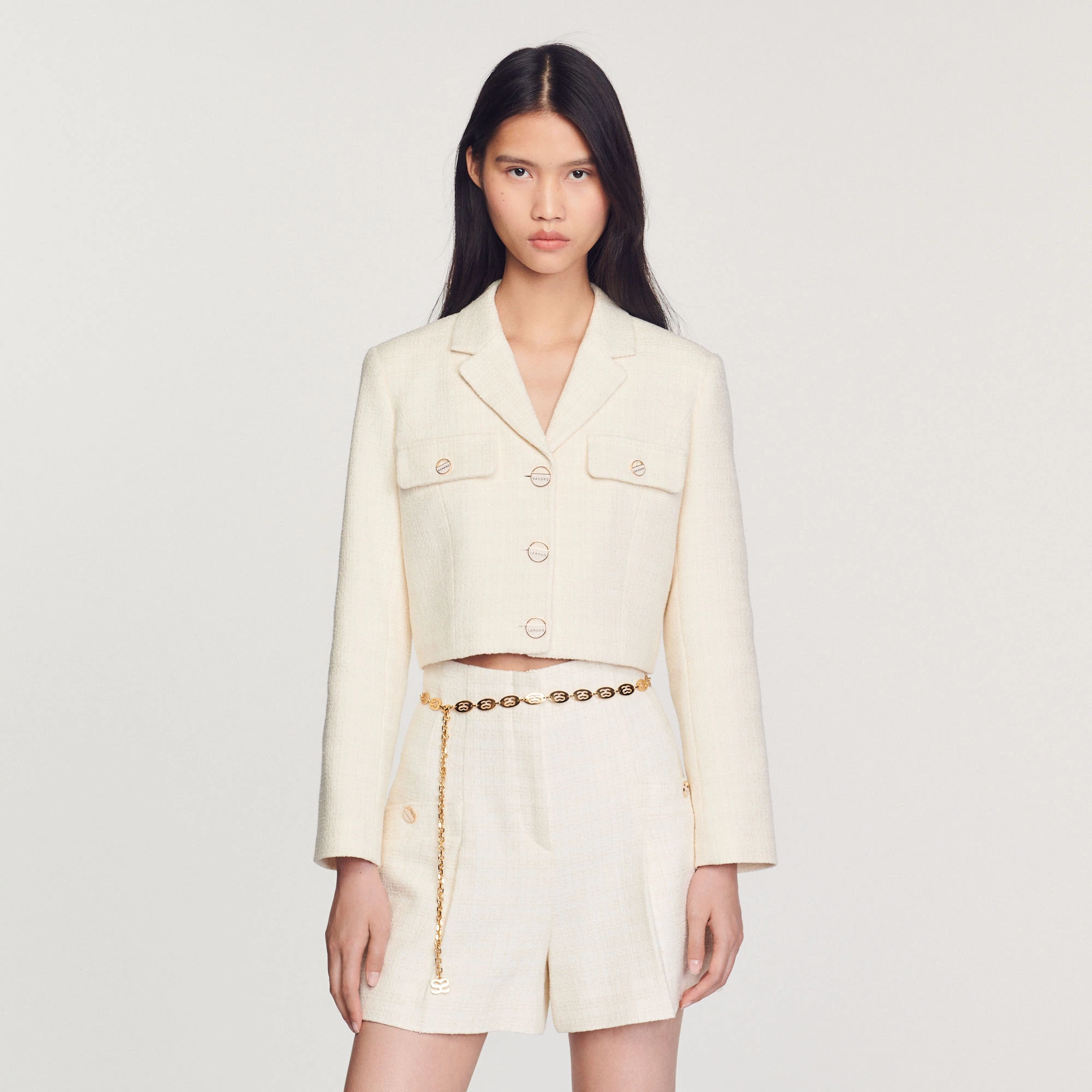 Brand new ???? Sandro Tweed High-waisted Shorts Ecru ???? 1 Brand new ???? Sandro Tweed High-waisted Shorts Ecru ????