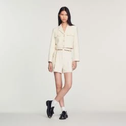 Brand new ???? Sandro Tweed High-waisted Shorts Ecru ???? 10 Brand new ???? Sandro Tweed High-waisted Shorts Ecru ???? -Sandro Shop Sandro SFPSH00280 11 V 4