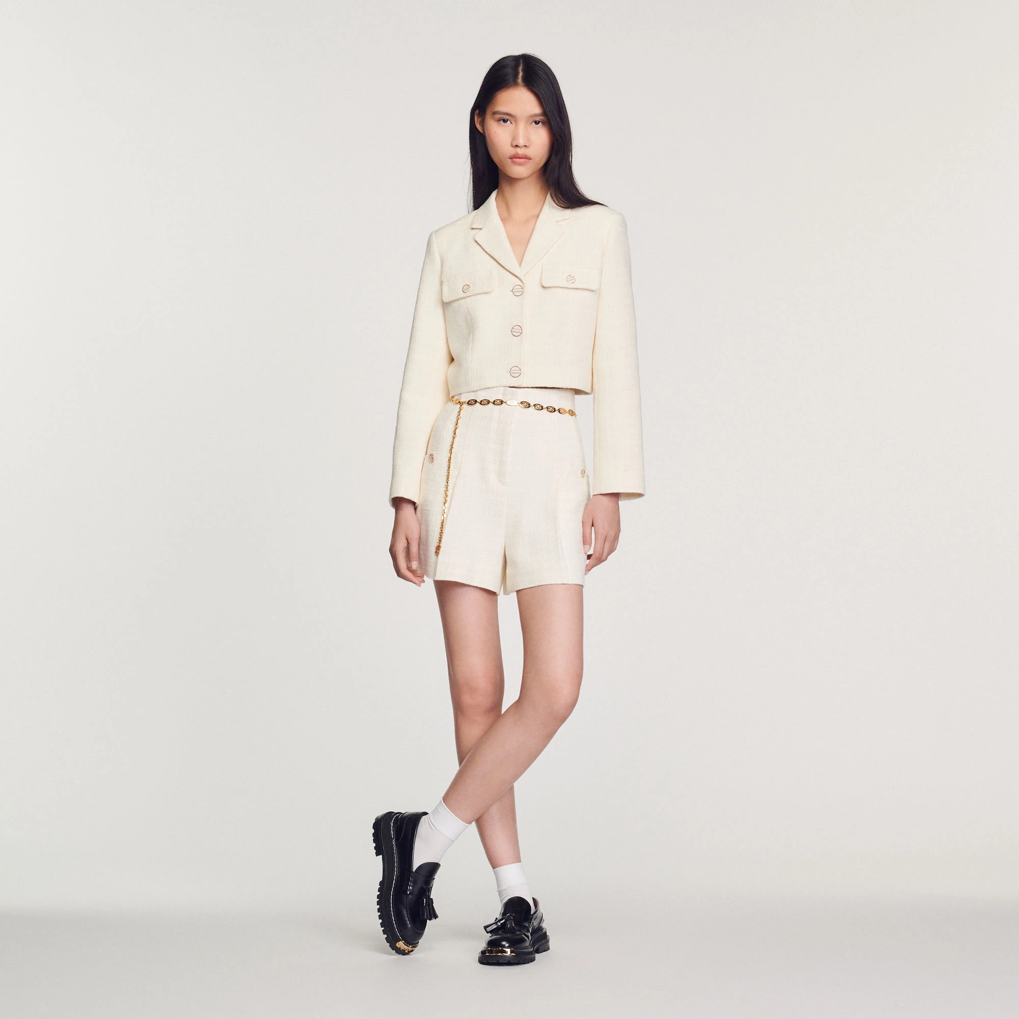 Brand new ???? Sandro Tweed High-waisted Shorts Ecru ???? 4 Brand new ???? Sandro Tweed High-waisted Shorts Ecru ???? - Image 4