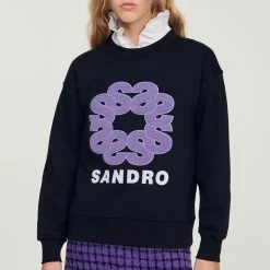 Budget ???? Sweatshirt With Contrasting Sandro Motif Black ???? 9 Budget ???? Sweatshirt With Contrasting Sandro Motif Black ???? -Sandro Shop Sandro SFPSW00506 20 V 3