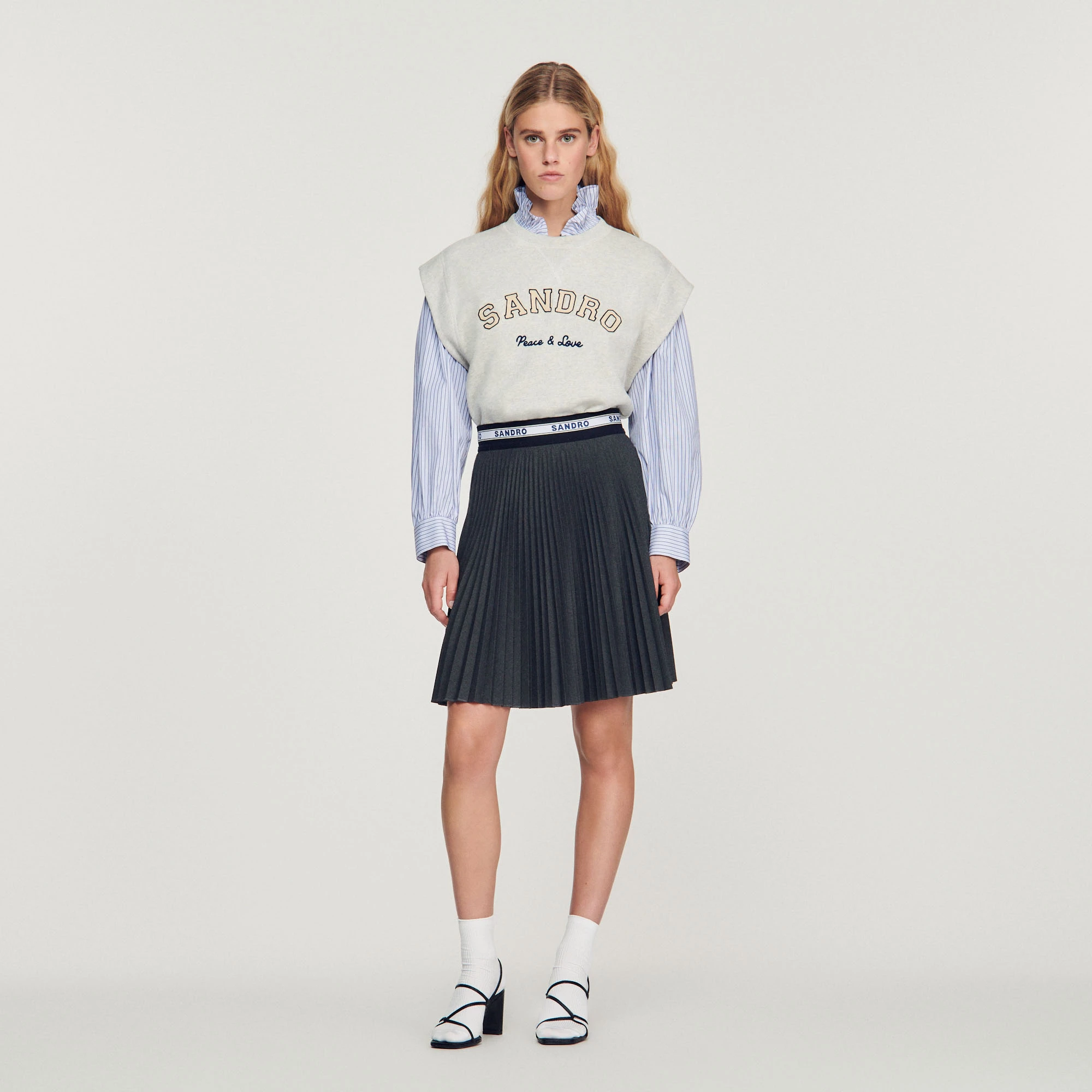 Hot Sale ❤️ Sandro Detachable Collar Sweatshirt Mocked Grey ???? 2 Hot Sale ❤️ Sandro Detachable Collar Sweatshirt Mocked Grey ???? - Image 2