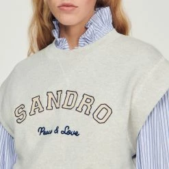Hot Sale ❤️ Sandro Detachable Collar Sweatshirt Mocked Grey ???? 9 Hot Sale ❤️ Sandro Detachable Collar Sweatshirt Mocked Grey ???? -Sandro Shop Sandro SFPSW00514 21 V 3