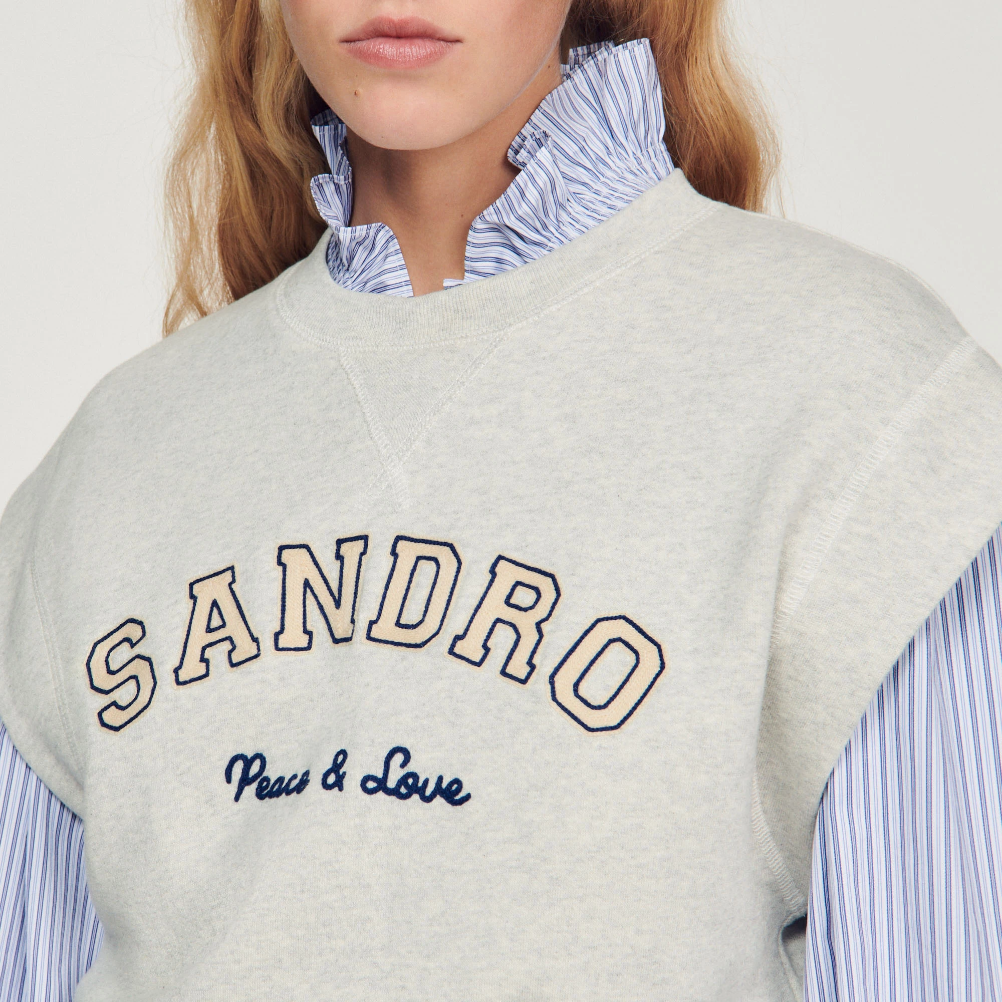 Hot Sale ❤️ Sandro Detachable Collar Sweatshirt Mocked Grey ???? 3 Hot Sale ❤️ Sandro Detachable Collar Sweatshirt Mocked Grey ???? - Image 3