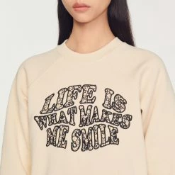 Coupon ???? Sandro Life Is What Makes Me Smile Sweatshirt Beige ???? 9 Coupon ???? Sandro Life Is What Makes Me Smile Sweatshirt Beige ???? -Sandro Shop Sandro SFPSW00515 16 V 3