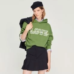 New ⭐ Sandro Love Community Hoodie Green ???? -Sandro Shop Sandro SFPSW00537 80 V 4
