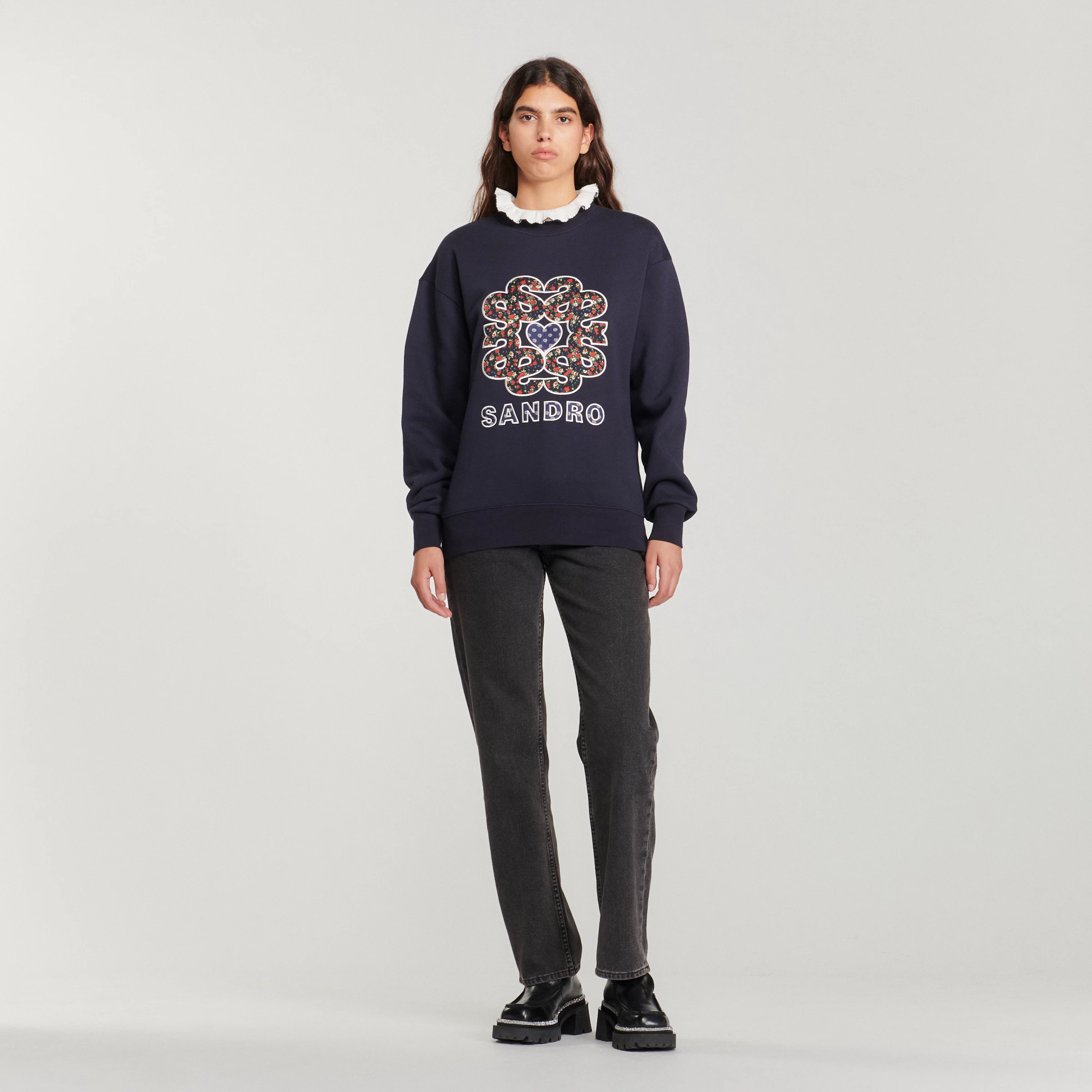 Flash Sale ???? Sandro Sweatshirt With Contrasting Neck Midnight Blue ???? 2 Flash Sale ???? Sandro Sweatshirt With Contrasting Neck Midnight Blue ???? - Image 2