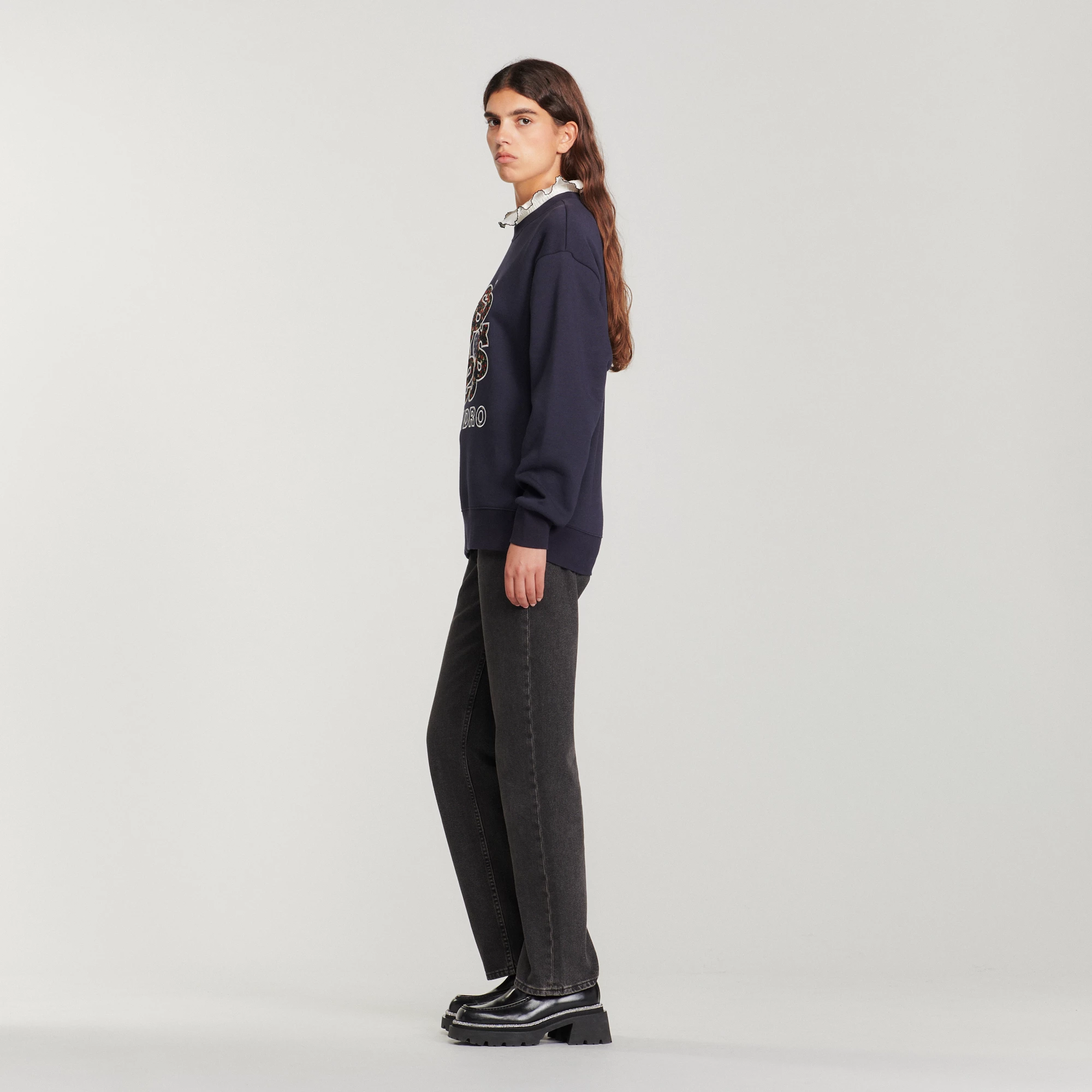 Flash Sale ???? Sandro Sweatshirt With Contrasting Neck Midnight Blue ???? 6 Flash Sale ???? Sandro Sweatshirt With Contrasting Neck Midnight Blue ???? - Image 6