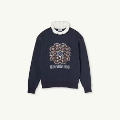 Flash Sale ???? Sandro Sweatshirt With Contrasting Neck Midnight Blue ???? 13 Flash Sale ???? Sandro Sweatshirt With Contrasting Neck Midnight Blue ???? -Sandro Shop Sandro SFPSW00550 474 V P