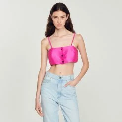 Top 10 ???? Sandro Satin Bra Top Fushia ????