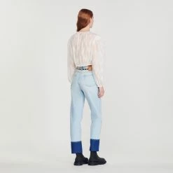 Wholesale ❤️ Sandro Cropped Top With Full Sleeves Ecru ???? -Sandro Shop Sandro SFPTO00534 11 V 5