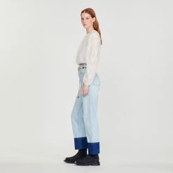 Wholesale ❤️ Sandro Cropped Top With Full Sleeves Ecru ???? -Sandro Shop Sandro SFPTO00534 11 V 6