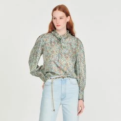 Brand new ???? Sandro Flowing Blouse With Liberty Flower Print Green / Red ⭐
