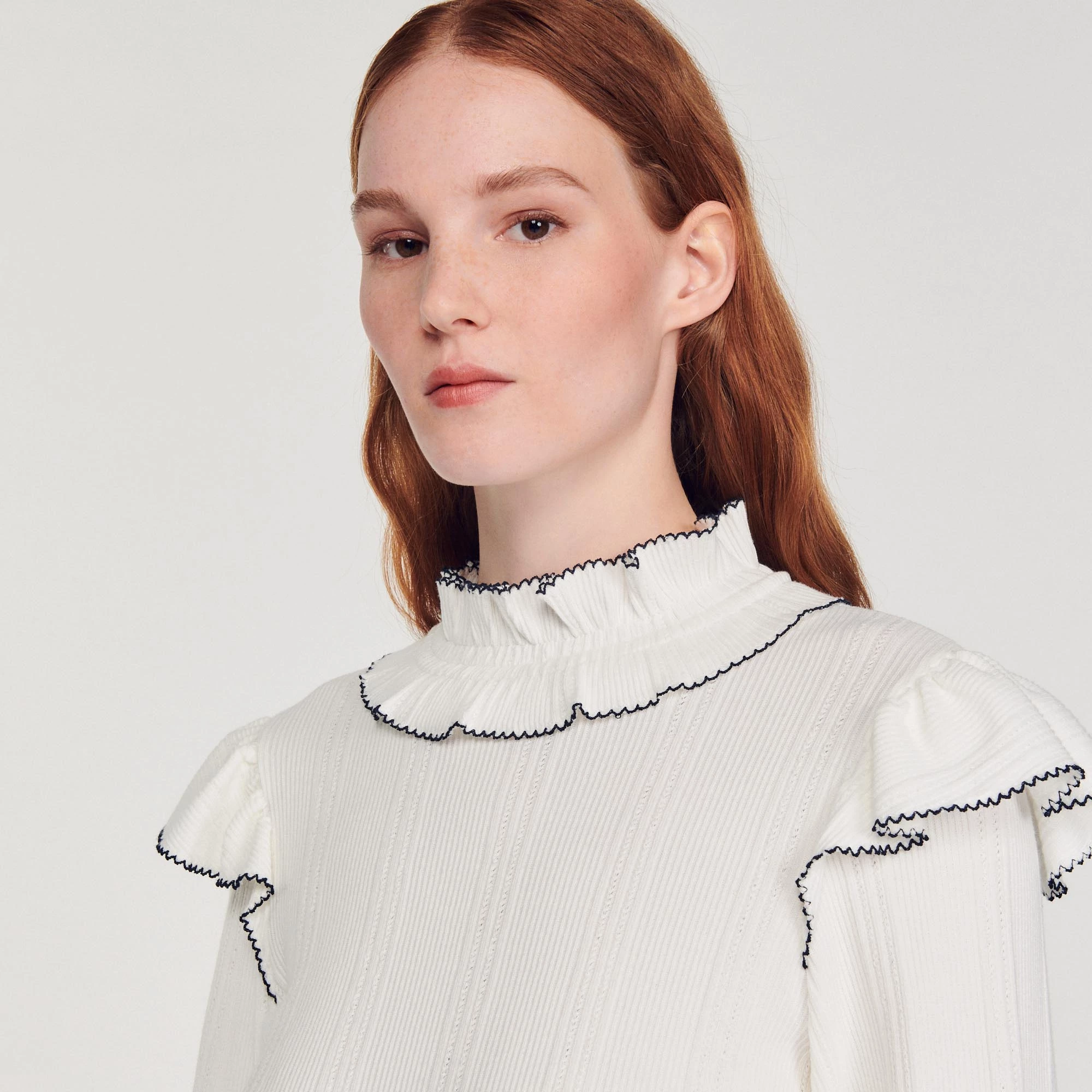 Coupon ???? Sandro Knitted T-shirt With Ruffle Ecru ???? 1 Coupon ???? Sandro Knitted T-shirt With Ruffle Ecru ????