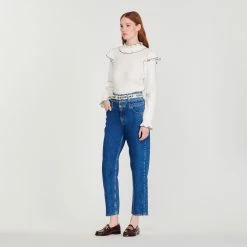 Coupon ???? Sandro Knitted T-shirt With Ruffle Ecru ???? 9 Coupon ???? Sandro Knitted T-shirt With Ruffle Ecru ???? -Sandro Shop Sandro SFPTS00934 11 V 3