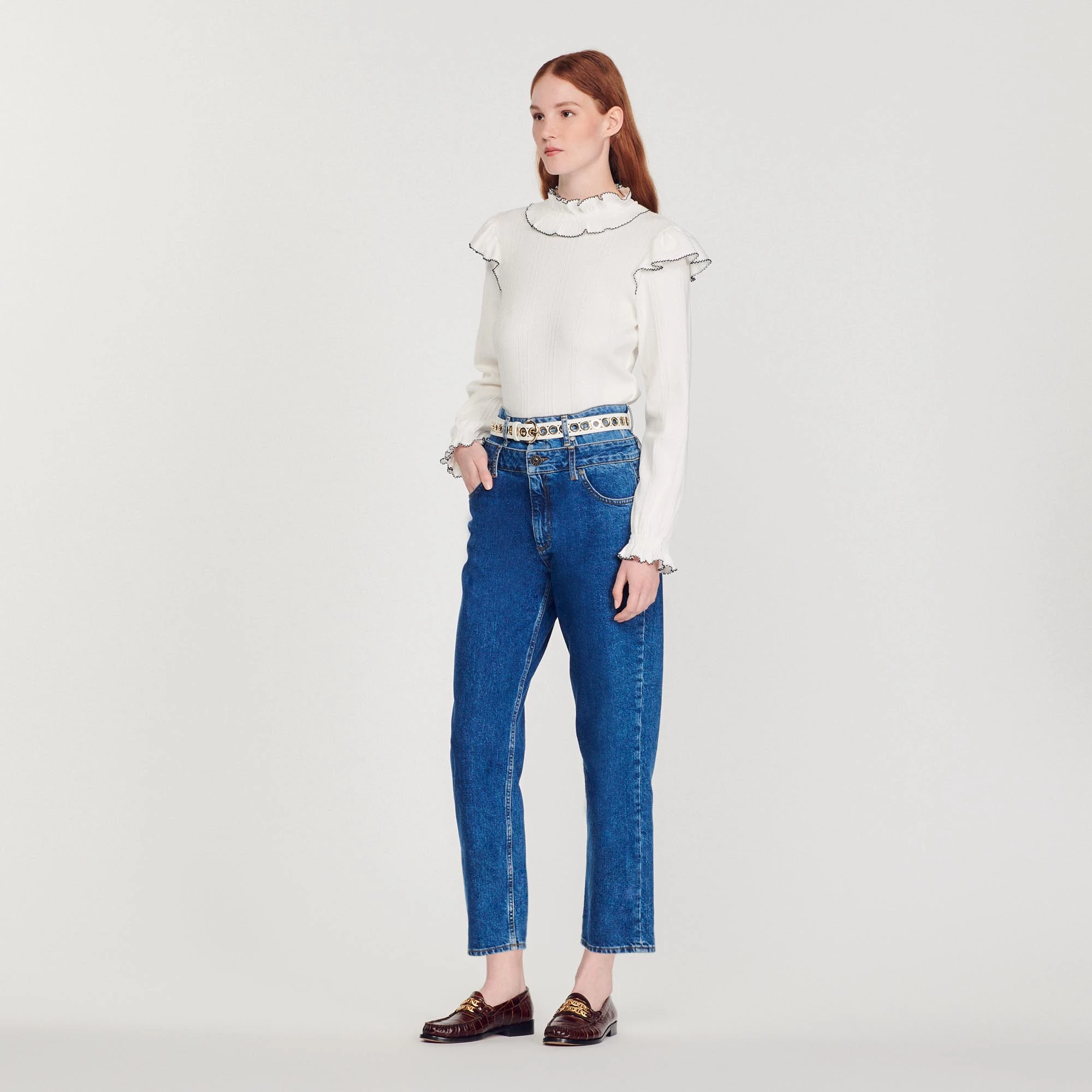 Coupon ???? Sandro Knitted T-shirt With Ruffle Ecru ???? 3 Coupon ???? Sandro Knitted T-shirt With Ruffle Ecru ???? - Image 3