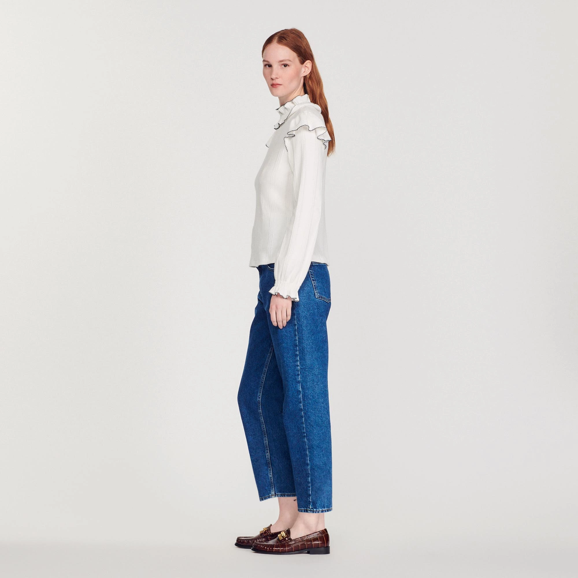 Coupon ???? Sandro Knitted T-shirt With Ruffle Ecru ???? 6 Coupon ???? Sandro Knitted T-shirt With Ruffle Ecru ???? - Image 6