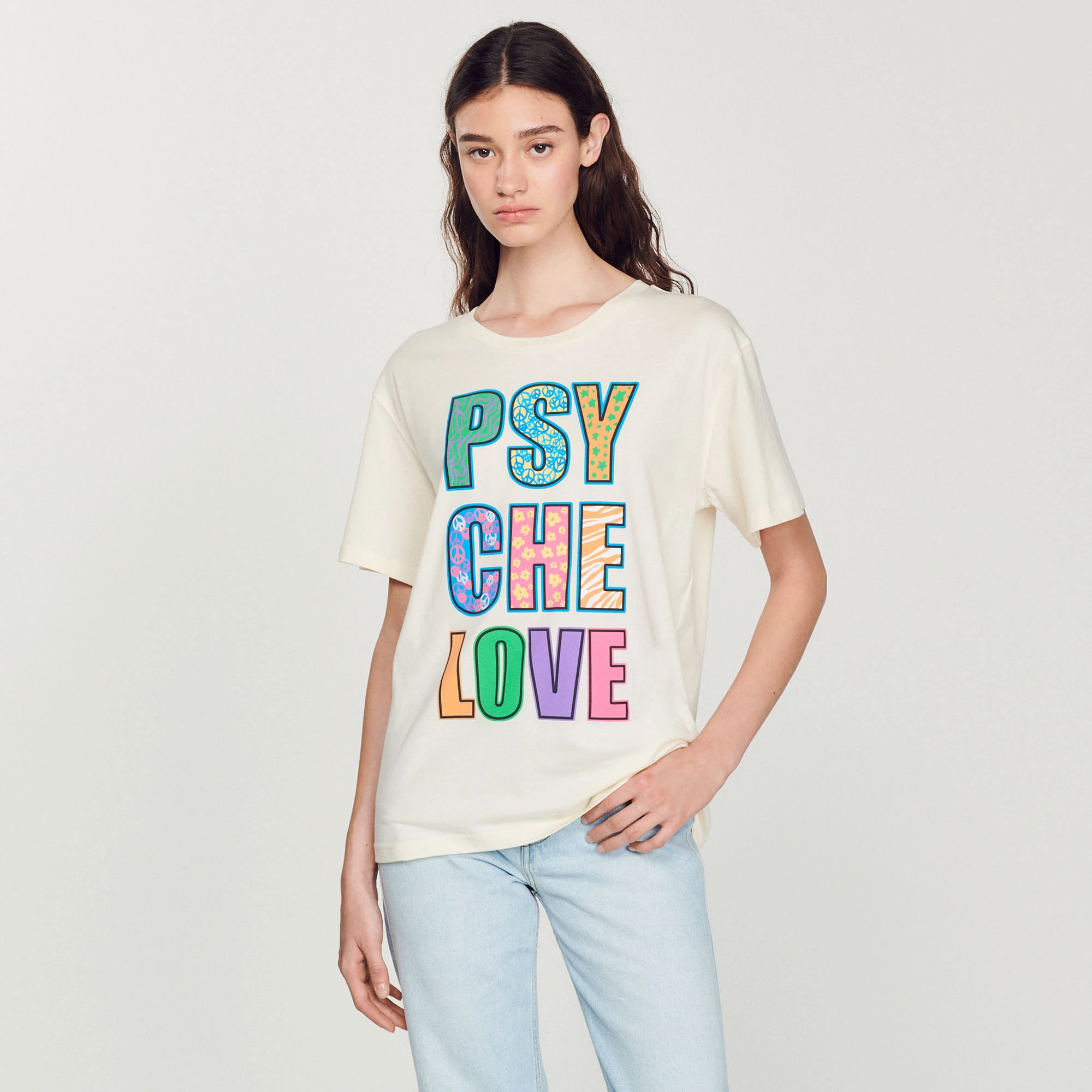 Coupon ???? Sandro PSYCHE LOVE T-shirt Ecru ???? 1 Coupon ???? Sandro PSYCHE LOVE T-shirt Ecru ????