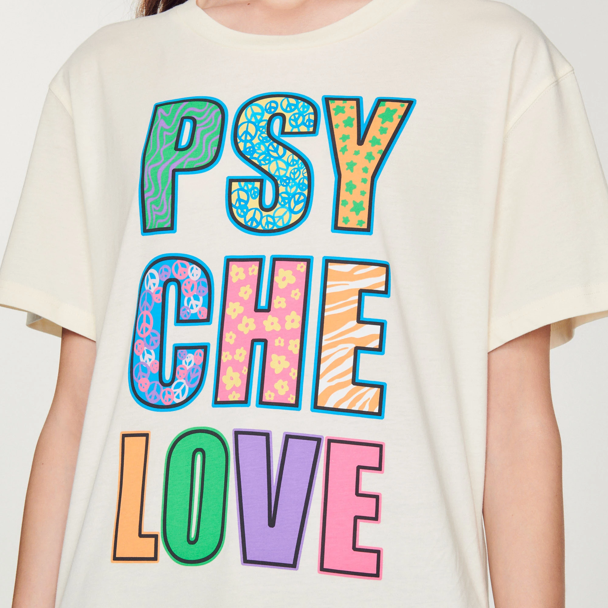 Coupon ???? Sandro PSYCHE LOVE T-shirt Ecru ???? 3 Coupon ???? Sandro PSYCHE LOVE T-shirt Ecru ???? - Image 3