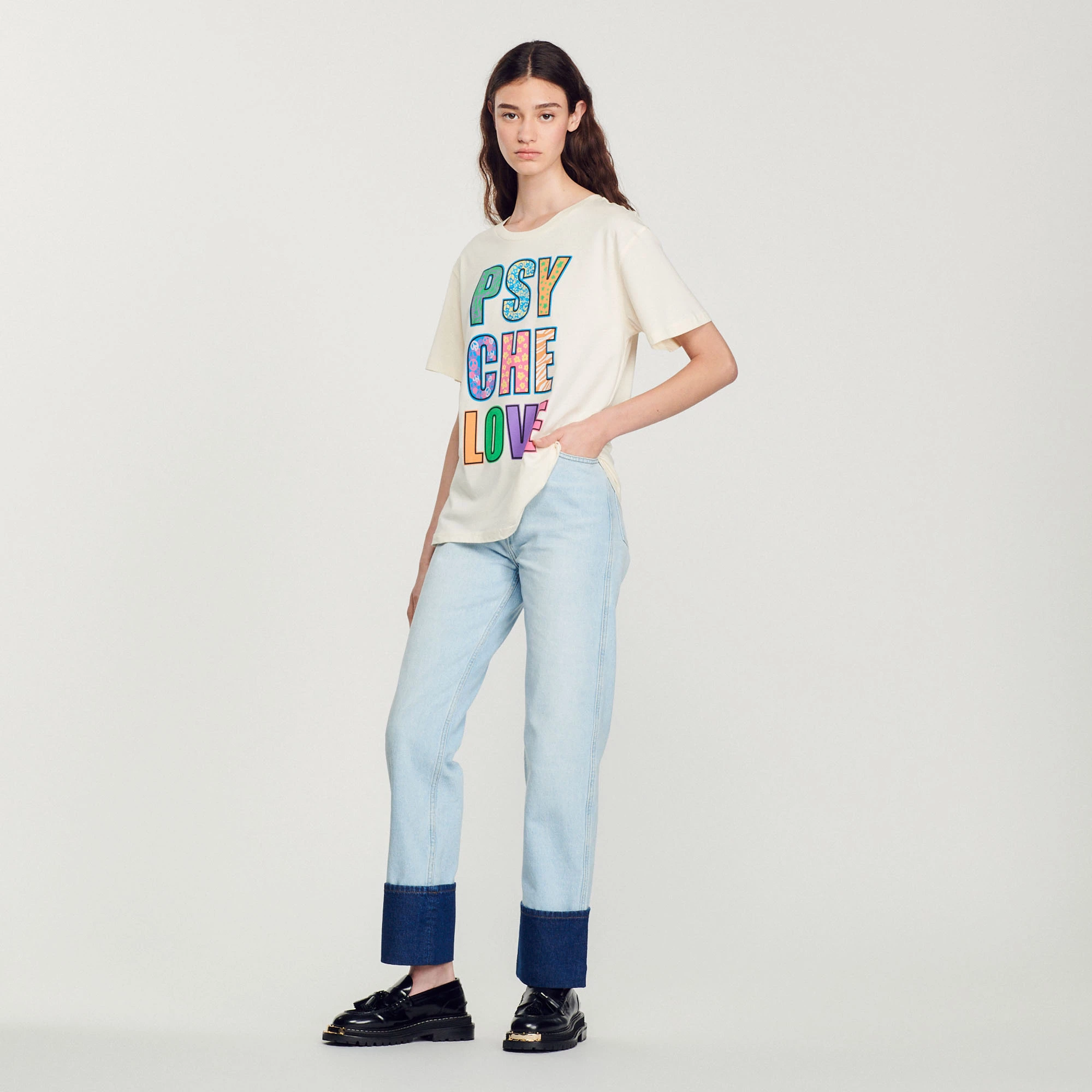 Coupon ???? Sandro PSYCHE LOVE T-shirt Ecru ???? 4 Coupon ???? Sandro PSYCHE LOVE T-shirt Ecru ???? - Image 4