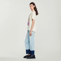 Coupon ???? Sandro PSYCHE LOVE T-shirt Ecru ???? 12 Coupon ???? Sandro PSYCHE LOVE T-shirt Ecru ???? -Sandro Shop Sandro SFPTS01073 11 V 6