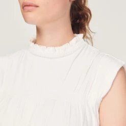 Brand new ???? Sandro Smocked Top Ecru ???? 9 Brand new ???? Sandro Smocked Top Ecru ???? -Sandro Shop Sandro SFPTS01145 11 V 3