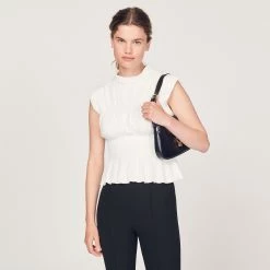 Brand new ???? Sandro Smocked Top Ecru ???? 10 Brand new ???? Sandro Smocked Top Ecru ???? -Sandro Shop Sandro SFPTS01145 11 V 4