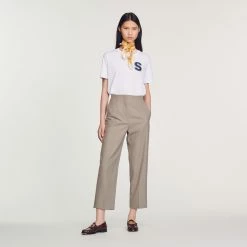 Hot Sale ???? Sandro S Patch T-shirt White ✔️ -Sandro Shop Sandro SFPTS01157 10 V 4