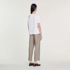 Hot Sale ???? Sandro S Patch T-shirt White ✔️ -Sandro Shop Sandro SFPTS01157 10 V 5
