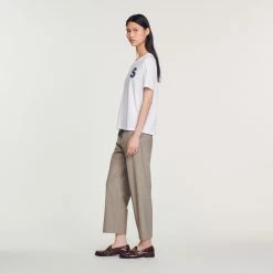 Hot Sale ???? Sandro S Patch T-shirt White ✔️ -Sandro Shop Sandro SFPTS01157 10 V 6