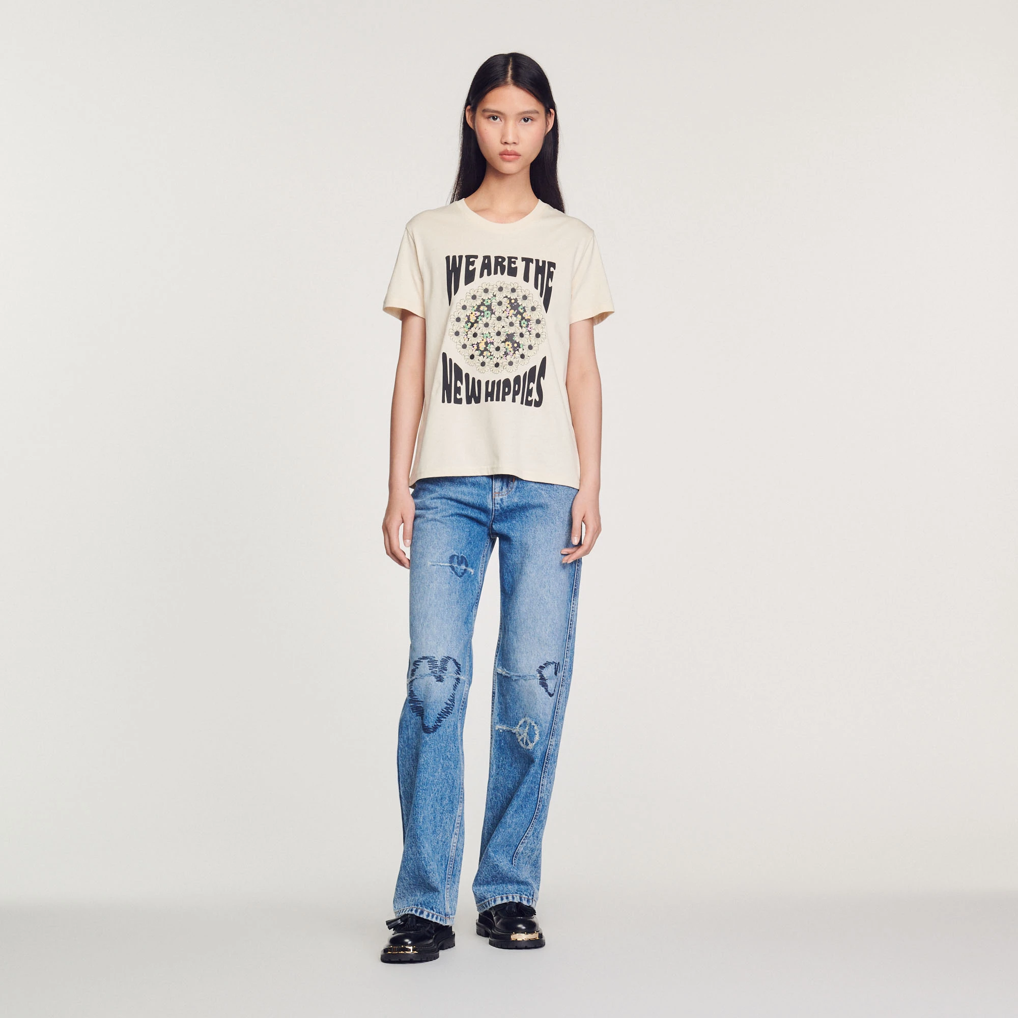 Discount ???? Sandro We Are The New Hippies T-shirt Ecru ???? 2 Discount ???? Sandro We Are The New Hippies T-shirt Ecru ???? - Image 2