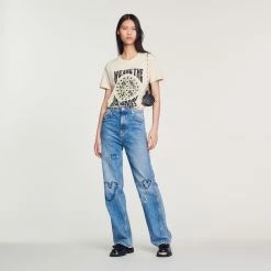 Discount ???? Sandro We Are The New Hippies T-shirt Ecru ????