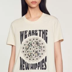 Discount ???? Sandro We Are The New Hippies T-shirt Ecru ???? 9 Discount ???? Sandro We Are The New Hippies T-shirt Ecru ???? -Sandro Shop Sandro SFPTS01159 11 V 3