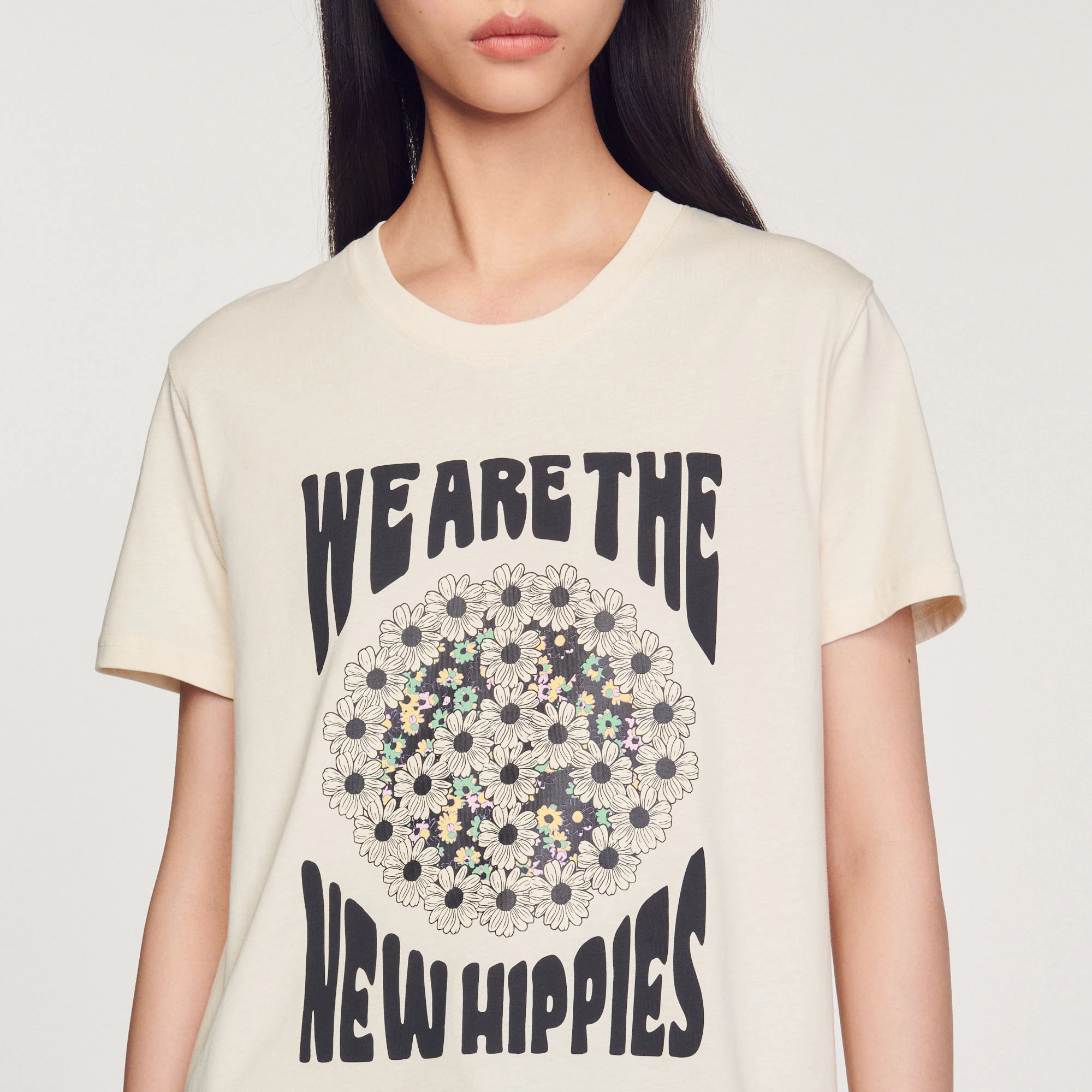 Discount ???? Sandro We Are The New Hippies T-shirt Ecru ???? 3 Discount ???? Sandro We Are The New Hippies T-shirt Ecru ???? - Image 3