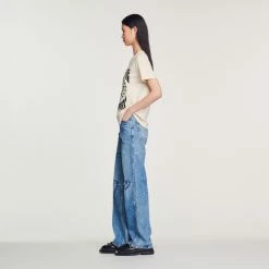 Discount ???? Sandro We Are The New Hippies T-shirt Ecru ???? 12 Discount ???? Sandro We Are The New Hippies T-shirt Ecru ???? -Sandro Shop Sandro SFPTS01159 11 V 6