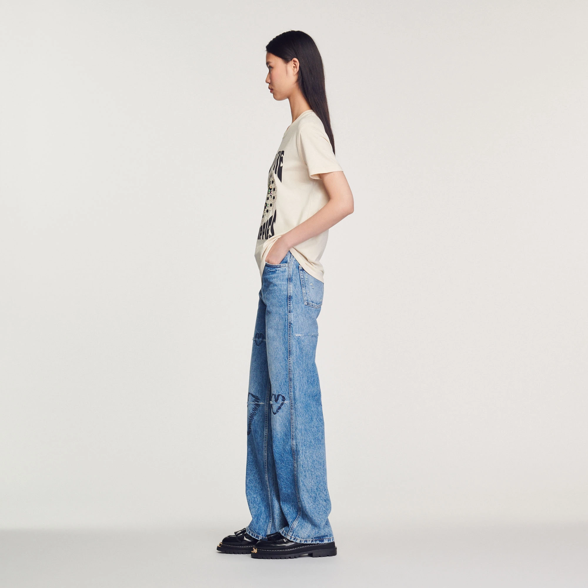 Discount ???? Sandro We Are The New Hippies T-shirt Ecru ???? 6 Discount ???? Sandro We Are The New Hippies T-shirt Ecru ???? - Image 6