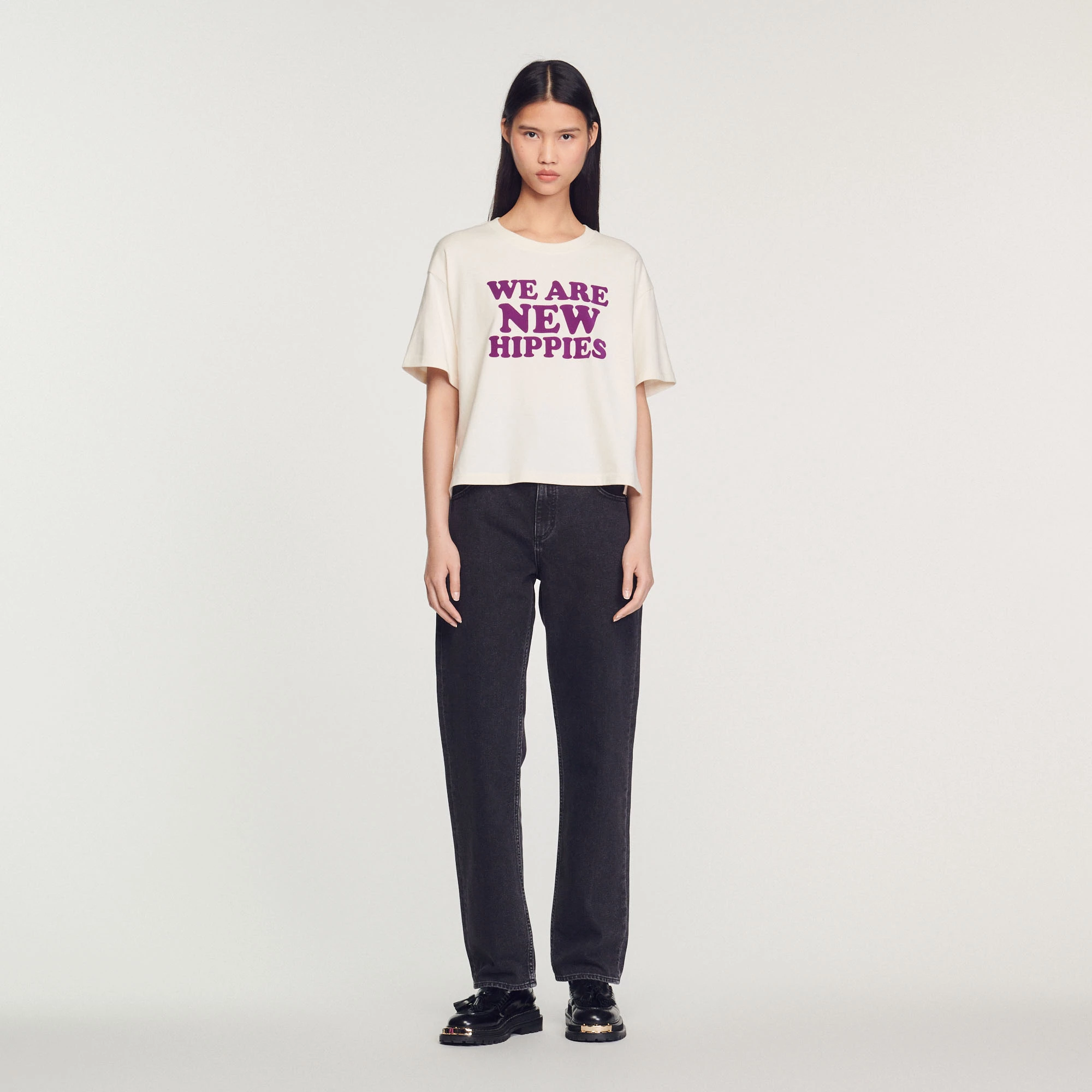 Buy ✔️ Sandro Cropped We Are The New Hippies T-shirt Ecru ???? 2 Buy ✔️ Sandro Cropped We Are The New Hippies T-shirt Ecru ???? - Image 2