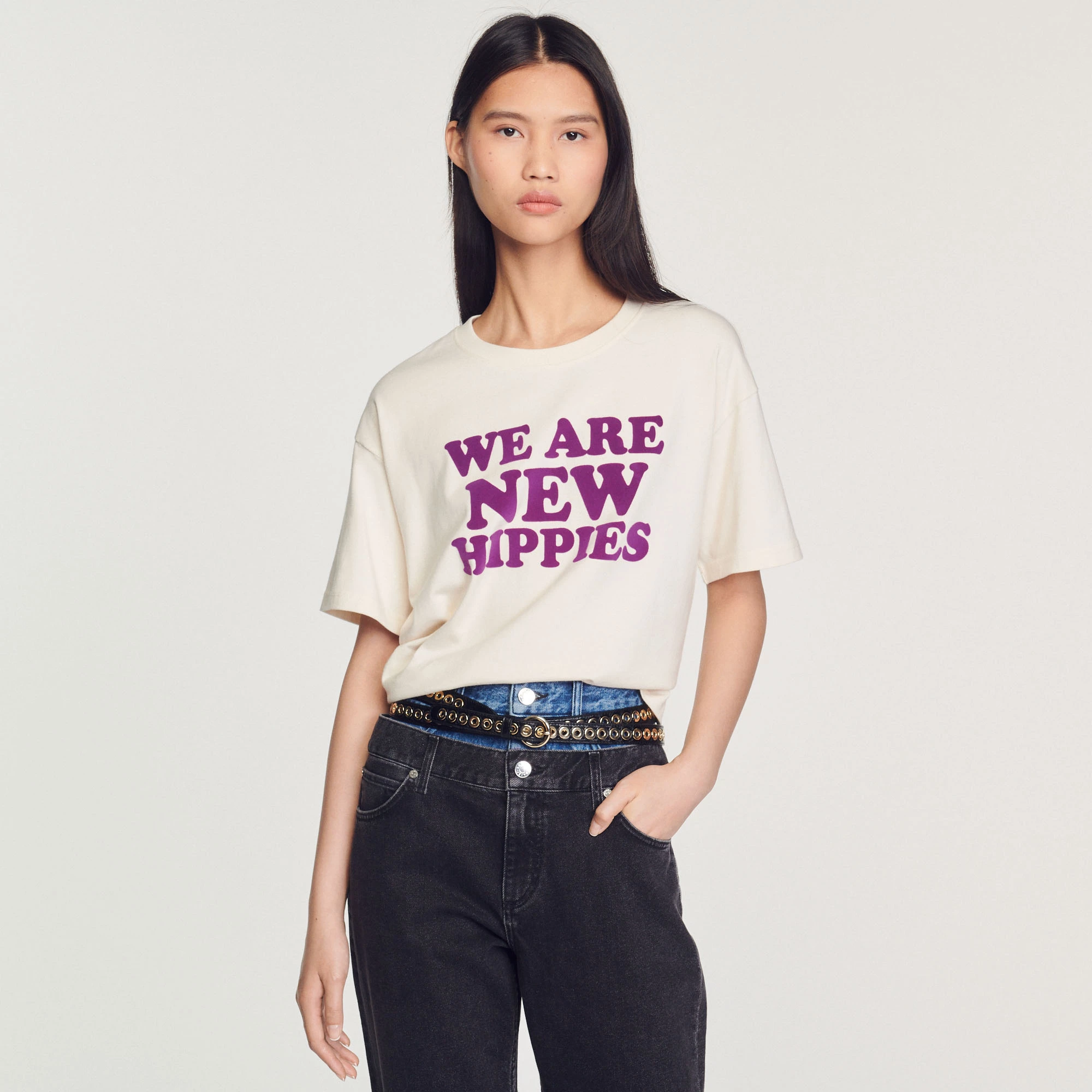 Buy ✔️ Sandro Cropped We Are The New Hippies T-shirt Ecru ???? 4 Buy ✔️ Sandro Cropped We Are The New Hippies T-shirt Ecru ???? - Image 4